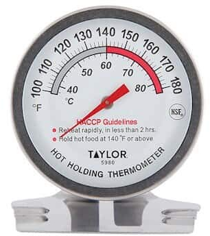 Taylor 5980N Hot Holding Thermometer, NSF Listed. Temperature Range is 100 to 180°F