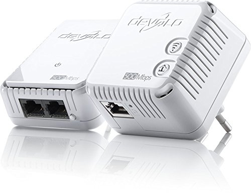 devolo dLAN 500 WiFi Starter Kit Powerline (1x dLAN 500 WiFi Powerline adapter, 1x dLAN 500 duo Powerline adapter, 1x Ethernet cable (2m), PLC Netzwerkadapter, WLAN Steckdose, WiFi Booster, WiFi Move) weiß