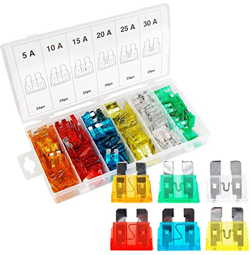 200 fusibles para automóvil en surtido 5 A - 30 A, 19 mm, 200 fusibles planos, fusibles para coche