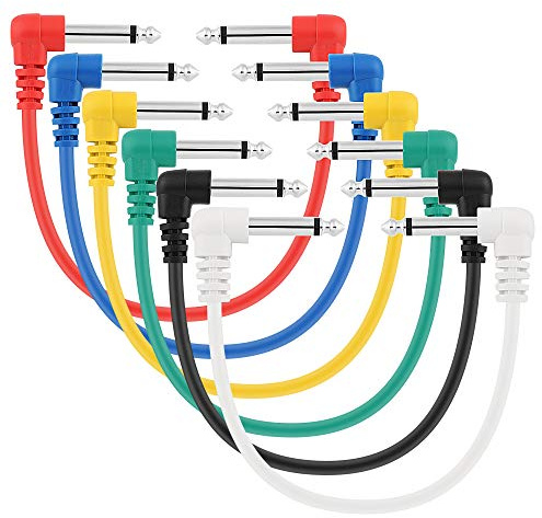 Pxyelec 30 cm kurzes Audio-Gitarren-Patchkabel, 6,35 mm, Gitarren-Instrumentenkabel für Effektpedale, 6 Stück