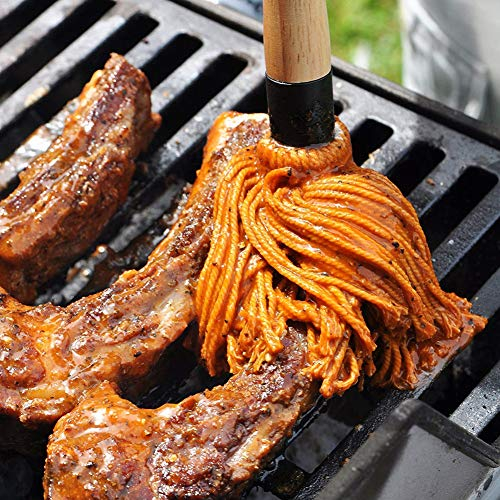 RENNICOCO BBQ Basting Mops zum Braten oder Grillen, Barbeque Sauce, Marinade oder Glasur, Cotton Fibre Head und Naturholzgriff, Dish Mop Style, perfekt zum Kochen oder Reinigen