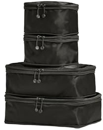 ANTLER - Compression Packing Cubes, Set of 4 Essential Packing Cubes for Suitcases and Backpacks - Holiday, Travel & Accessories Organiser, Easy Clothes and Shoe Storage - Black