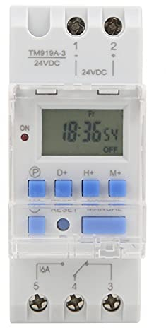 Wöchentliche Digitale Zeitschaltuhr, 24V DC 16A Hutschiene, 7 Tage Programmierbare Digitale Zeitschaltuhren, TM919A-3 Schaltuhr mit Countdown Funktion Relaisschalter Außenbereich für Solar App
