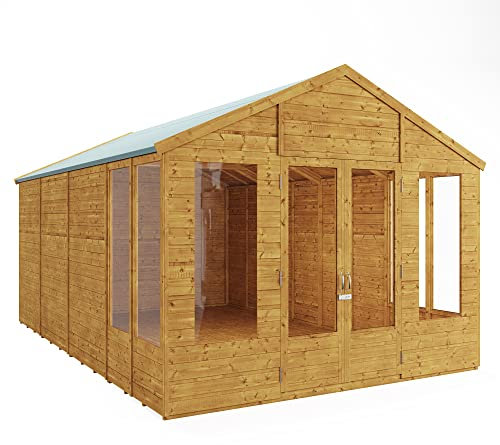 BillyOh Holly 16x10 Apex Summer House Shed, Log Cabin | Spray Treated - Garden Room with Wide Double Doors, Storage Shed, Tongue and Groove Construction | Versatile Tiny Home for Garden Office