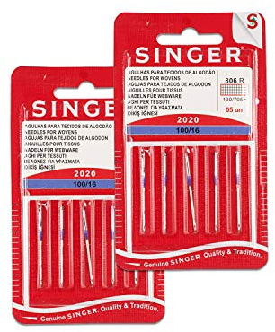 Singer Kit de 2 Paquetes de Agujas 806R 2020 100/16 Tejidos de Algodón para Máquinas de Coser 130/705 H (Set 10 Unidades)