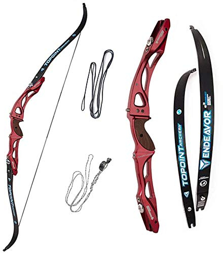 ZSHJGJR 68 Takedown Arc Classique Arc de Compétition de tir à l'arc Arc 18-40 LB Alliage Riser Arc Long pour la Main Droite Chasse Adulte et Débutant Tir à la Cible (Rouge, 28lbs)