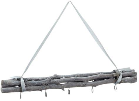 NaDeco Maulbeeren Bündel in 50/80cm, mit 5/8 Haken und Kordel Weidenbündel Weiden Bündel Zweig Deko Bündel Fensterdekoration Türhänger Fensterdeko Fensterhänger, Farbe:50cm grau weiß | 5 Haken