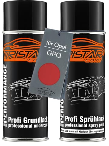 TRISTARcolor Autolack Spraydosen Set für Opel GPQ Orange Fizz Perl Metallic Grundlack Basislack Sprühdose 400ml