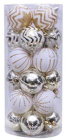 AHSNJ Weihnachtsbaum Ball 24Pcs 6Cm Weihnachtsbaumkugel Dekoration Ornamente Bälle Neujahrsgeschenke Wohnaccessoires Bauble Hanging Home Supplies Weiß