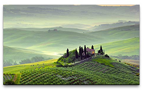 Paul Sinus Art Bilder XXL Nebel in der Toskana 120x70cm Wandbild auf Leinwand