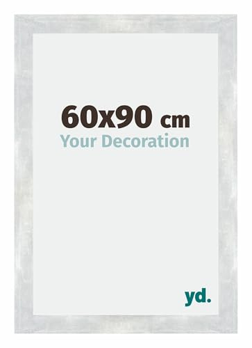 yd. Your Decoration - Cadre 60x90 cm - Argent Brillant Vintage - Cadres Photo en MDF Avec Verre acrylique - Anti-Reflet - Cadre 60x90 - Mura