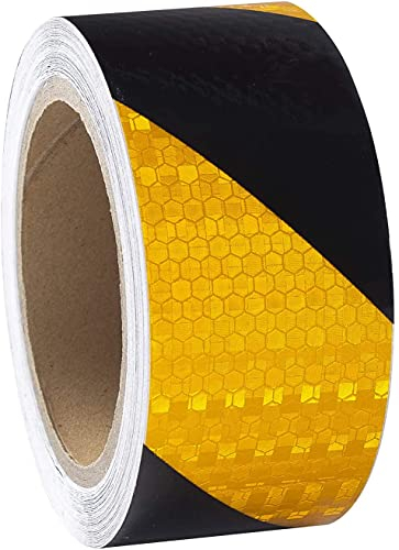 XFXIA Reflektierendes Klebeband Gelb&Schwarz 10m x 5cm Wasserdicht Reflektorband Selbstklebend Warnklebeband Sicherheitsband-Conspicuous Warning Tape für Fahrzeuge,Autos,Anhänger,Draussen