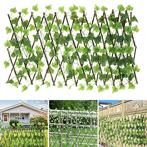 1 treillis extensible - Clôture en feuilles artificielles rétractables - Pour décoration de maison, jardin, mariage, festival, extérieur