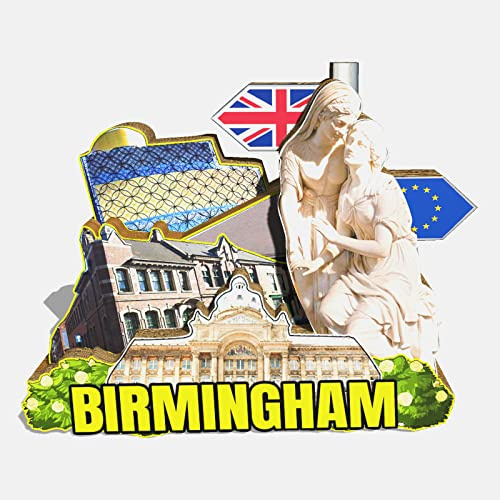 Orlybar Kühlschrankmagnet aus Holz, Motiv: Birmingham, England, 3D-Sehenswürdigkeiten, Reise-Sammelstück, Souvenirs, Dekoration, handgefertigt, 2
