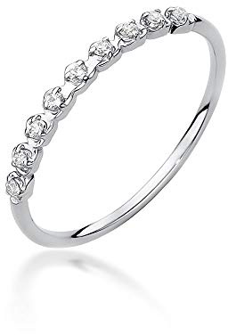 MARKO Weißgold Verlobungsring Damen Goldring mit 0,045 Karat Diamant - Gold Verlobungsring - 14 K Gold 585 - Goldring für Frauen (Weißgold, 46 (14.5))