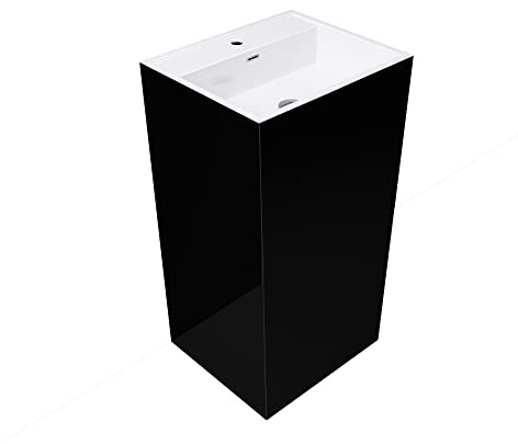 Mai & Mai Standwaschbecken freistehend Waschbecken 50x42x90cm | Standwaschtisch aus Mineralguss Waschplatz Waschsäule in Schwarz und Weiß Colossum34