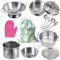 GOLCUGYJH Edelstahl Pretending Cooking Utensils Kochgeschirr Set, Mini Play Kitchen Zubehör, spielen Töpfe und Pfannen Spielzeug in einem goldenen Stoffbeutel (12-teiliges Set Standardausgabe Edition)