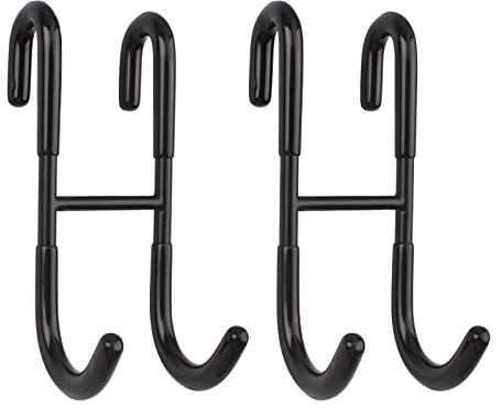 MOROBOR Confezione da 2 ganci per porta del vetro della doccia, in acciaio inox 304, nero lucido, senza cornice, senza fori, per costumi da bagno, asciugamani, palline da bagno (a forma di H)