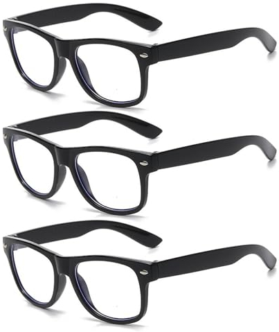 Lot de 3 lunettes noires pour enfants, lunettes nerd, classiques et durables, rétro nostalgie, adaptées pour l'école et la vie quotidienne
