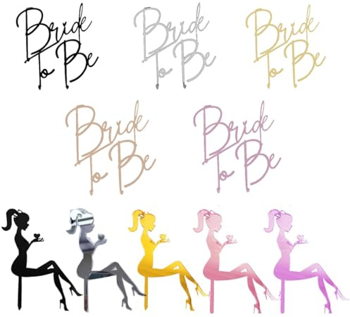 Guoguonb 10 Stück Bride to Be Tortendeko Acryl Kuchen Cake Topper Wedding Tortenstecker Herz Cupcake Glitter Deko für Wedding Gift Hochzeitstorte Engagement Topper