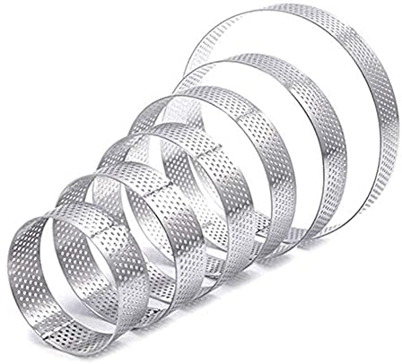 Fluaonb Set di 6 Anelli per Crostate Perforati, Mousse per Torta Resistente al nel Acciaio Inossidabile per Stampi per Torte