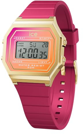 ICE-WATCH - Ice Digit Retro Fuschia Sunkissed - Rosa Damenuhr mit Plastikarmband - 022719 (Small)