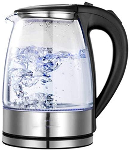 Bouilloire en verre (1,8 L) Bouilloire électrique à couvercle intérieur en acier inoxydable 1500 W (sans BPA) Bouilloire électrique en verre avec couvercle en acier inoxydable Bouilloire à eau chaud