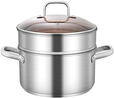 ANSNOW 2-Stufiges Induktions-Dampfgarer-Set Aus Edelstahl, Dampfeinsatz, Multi-Suppentopf Und Dampfgareinsatz, Hochglanzpoliert/24 * 23Cm