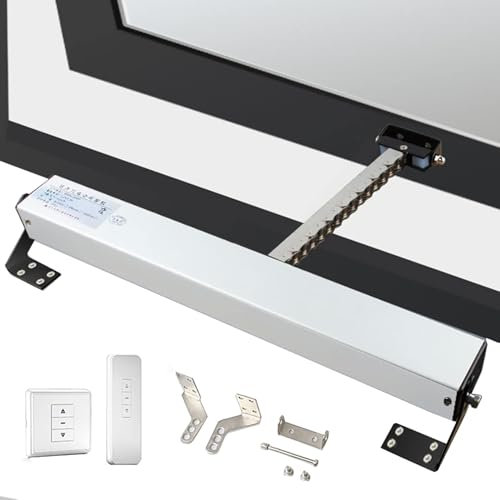 ASnwpaK Elektrischer FensteröFfnerantrieb, Doppelkette/GeräUscharm, 400N SchließKraft/Diebstahlsicher, Hub 300-1000mm, Mit Fernbedienung + Schalter, FüR Dachfenster, GewäChshäUser,600mm