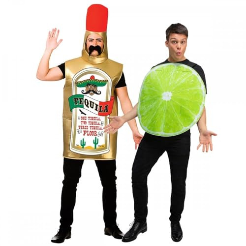 A2ZFD Adult Couples Tequila and Slice of Lime Costumes : Unisex Mens Womens Drink Festival Fun Oktoberfest Novelty Stag Hen Fancy Dress