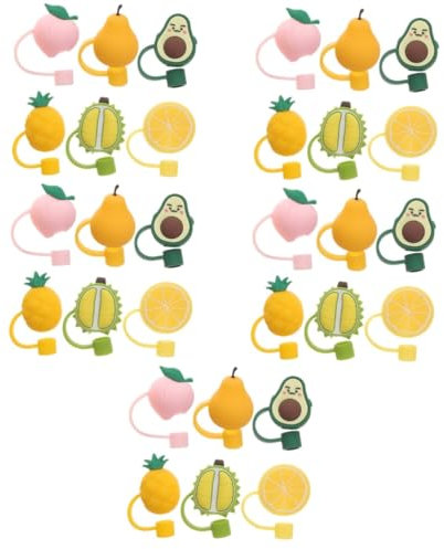 TOPBATHY 30 STK Staubdichte Strohkappe Strohhut strohhüte Pineapple Wassermelone Trinkhalmabdeckungen Wiederverwendbare Strohabdeckungen Strohspitzen Strohkappenabdeckungen Kieselgel