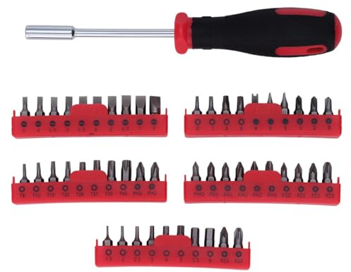 OZZO 51 Piece Magnetic Screwdriver & Bit Socket Set 1/4 | Interchangeable Cross, Flat, Torx Star, Hex and Pozidriv Head Hand Tools | High Precision Soft Ergonomic Grip | DIY, Household & Professional