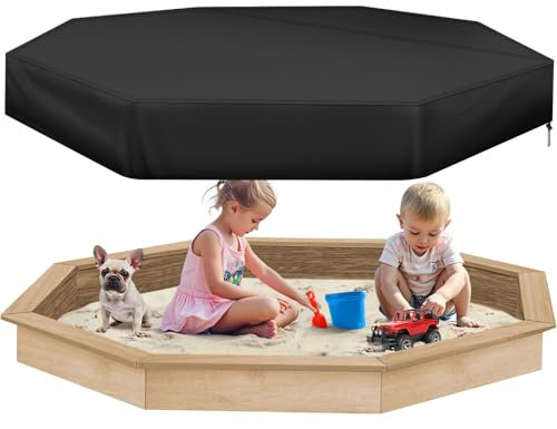 PATIO PLUS Octagon Sandbox Cover 215x200x25cm,420D Oxford Sandbox Cover for Sandpit and Furniture, Waterproof Protective Sand Box Cover with Drawstring
