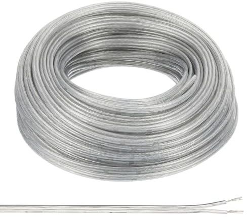 PATIKIL 98,4 Fuß 22/2 PVC-ummanteltes, 300V Elektronisches Flexibles Kabel | Kupferkabel Weiches Lautsprecherkabel Isoliert Hitzebeständiges für LED-Lichtstreifen, Transparent, UL-gelistet