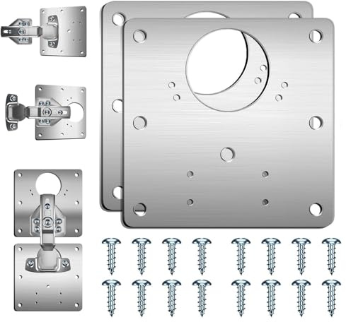 6 Pcs Hinge Repair Plate, Stainless Steel Hinge Repair Brackets with Holes, Kitchen Cupboards Cabinets Doors Hinge Repair Kit with 6 Pcs Customized Screws