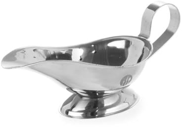 HENDI Salsera, 85 ml, con base, cazo recipiente pequeño para salsas, salsera con pico vertedor, 120x72x(H)50mm, acero inoxidable (Paquete de 10)