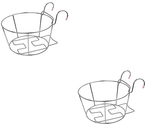 TOYANDONA 2pcs Stainless Steel Handrail Hanging Succulent Flowerpot Bracket Planter Pot Holder Supporting Shelf for Indoor Outdoor Wall Hanging Basket