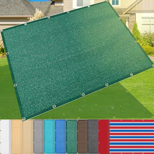 Red de sombra de alta densidad de 185 g/m² con ojales – Toldo de protección UV de 1,5 m x 14 m para patios, invernaderos, piscinas y jardines, 95% de bloqueo solar, color verde