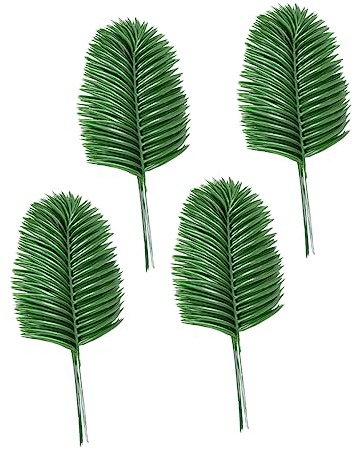 Ipetboom 12pcs Artificial Green Palm Leaves Lifelike Simulation Faux Tropical Plant Decor for Hawaiian Luau Parties Weddings Birthdays Home Office Decoration