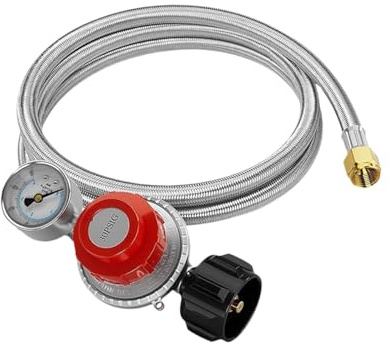 Sharplace Parrilla de Gas LP de Alta Presión (0-30 PSI) con Conector Qcc1 Y Pantalla para Fogatas, 5 Pies