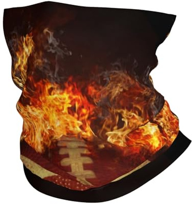 KIJ Flaming American Football PrintedSun Protection Neck Gaiter - Multifunctional Headwear for Men & Women, Face Mask Bandana for Running, Hiking, Fishing & Outdoor Sports