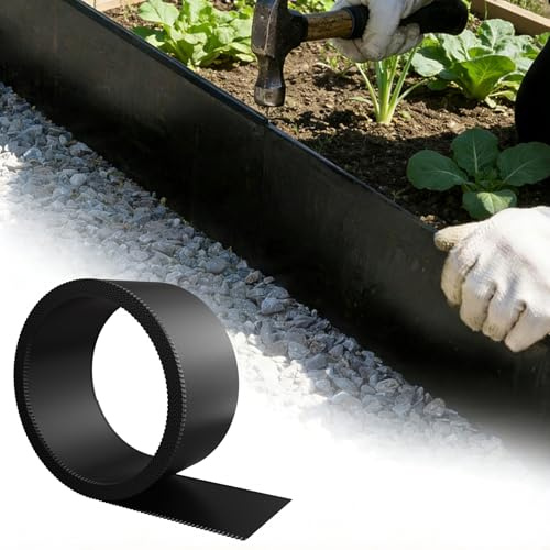 Ferzone Bordure de Jardin 15m, Bordure de Pelouse Métal Flexible 15cm de Hauteur, Surface Galvanisée, Anti-Mousse, Résistante aux Intempéries, Facile à Installer, Noir