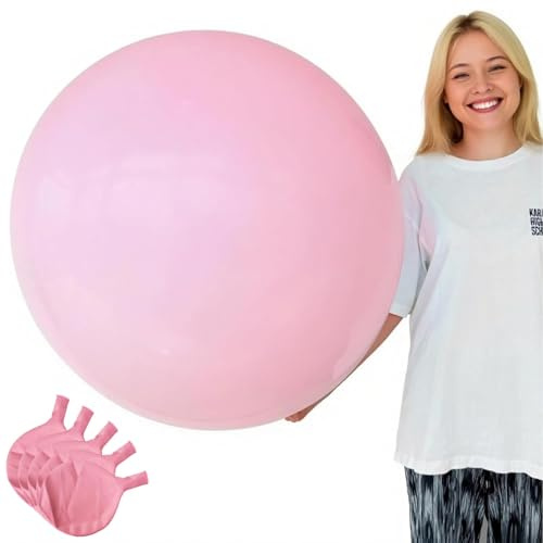 Ovanda Rosa XXL Luftballon, 5 x Durchmesser Großer Latex Riesenluftballon | Hochzeit, Deko Mädchengeburtstag, Baby Shower, Dekoration, Helium Ballon Rosa