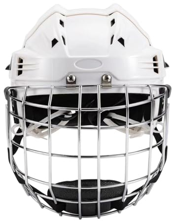QSTDGVPW Casco de Hockey sobre Hielo, Casco de Rugby, Protección Transpirable para La Cabeza, Ajustable con Tejido de Malla para Juegos en Interiores Y Exterio, Blanco, de 58 Cm a 68 Cm