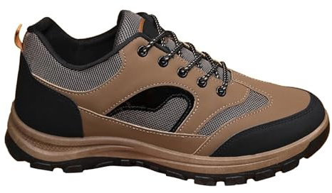 Löparskor herr sommar promenadskor mesh ventilerande vandringsskor halvskor skosnören fritidsskor tennisskor halkfria dämpade utomhusskor joggingskor platåskor, kaffe, 47 EU