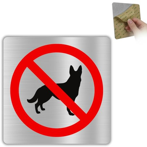 LEIASA | Señal Prohibido Perros - 10x10 cm - Aluminio - Sin Acceso Animales | Cartel No Se Admiten Mascotas, Rótulo Entrada Restringida, Placa Aviso Canes, Pegatina Tienda Bar Local Comercio
