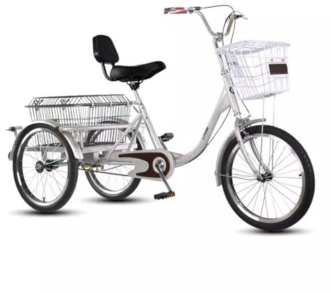 trehjuling, Trehjulig cykel，vuxen trehjuling 16/20 tum vuxen cykelkryssarcyklar 3-hjulig cykel med korg Äldre for utomhussportshopping (16''svart)