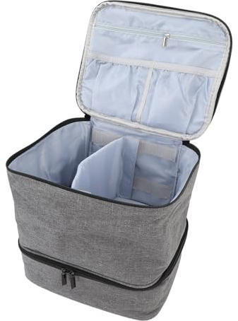 OEBUAFI Dubbla Lager Nagellack Organizer Fodral med Avtagbar Avdelare för Nail Art och Makeup Reseförvaring 30 Flaskor (Grå)