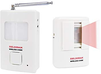 Dog Barking Alarm Motion Detector,Pir Wireless Human Body Walking Sensor Doorbell Door Security Alert System Device for Home or Office Burglar Deterrent (1Sensor + 1Receiver, White)