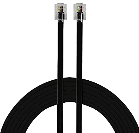 HUAZIZ 5 Metri Cavo Telefonico RJ11 Cavo Modulare Cavo Occidentale su Connettore RJ11 Piatto Presa Telefonica Modem Router Fax ISDN DSL VDSL Internet Nero